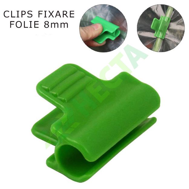 clips pvc pentru fixare folie pe minitunel tija de 8mm